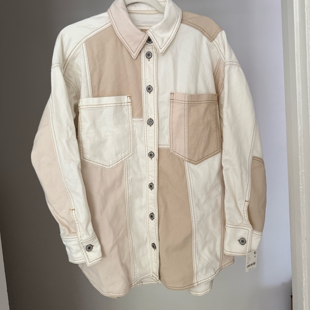 XS | Free People | Oversized Ivory Mountain Roads Shirt
